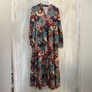 SHEIN Colorful Mandala Long Sleeve Dress